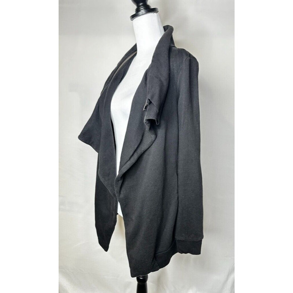 All Saints Dahlia Sweat Drape Front Cardigan Zip Sz Small Black Asymmetrical - Picture 3 of 11
